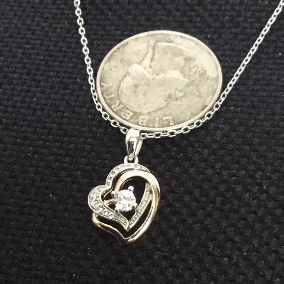 New18”SterlingSilverNecklace W/.925 Heart Pendant - Picture 3 of 8